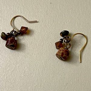 ZEN Healing Earrings:Natural Leopard Jasper, Smoky Quartz, Blk Tourmaline🧘🏼‍♀️